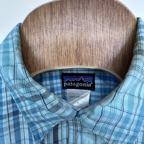 Patagonia Mens Button-Up Shirt Blue Plaid Small Organic Cotton Chest Pocket - Picture 3 of 4